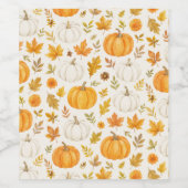 Niedliches Pumpkin-Muster | Erntedank Weinetikett (Einzelnes Label)