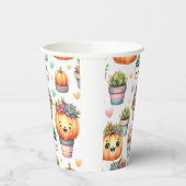 Niedliches Pumpkin-Sukkulent-Plantermuster Pappbecher (Links)