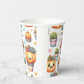 Niedliches Pumpkin-Sukkulent-Plantermuster Pappbecher (Rechts)