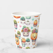 Niedliches Pumpkin-Sukkulent-Plantermuster Pappbecher (Vorderseite)