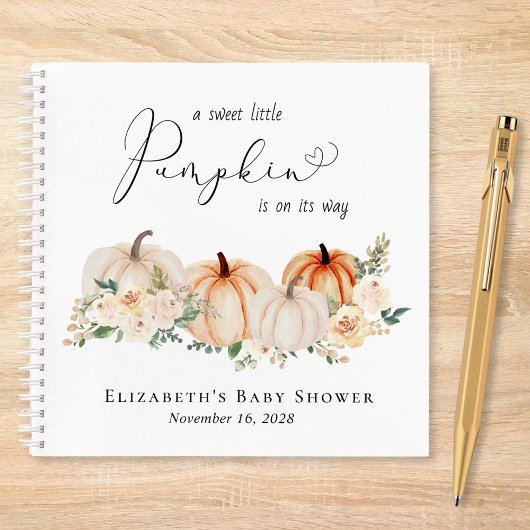 Niedliches Pumpkin Watercolor Baby Showbook Notizblock