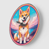 Niedliches Puppy-Cartoon-Design Große Wanduhr (Winkel)