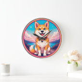 Niedliches Puppy-Cartoon-Design Große Wanduhr (Zuhause)