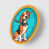 Niedliches Puppy-Cartoon-Design Runde Wanduhr (Winkel)