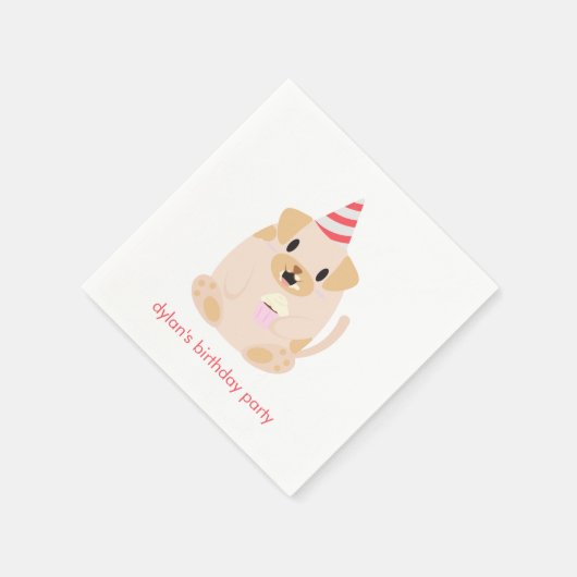 Niedliches Puppy Dog Kindergeburtstag Party Serviette (Ecke)