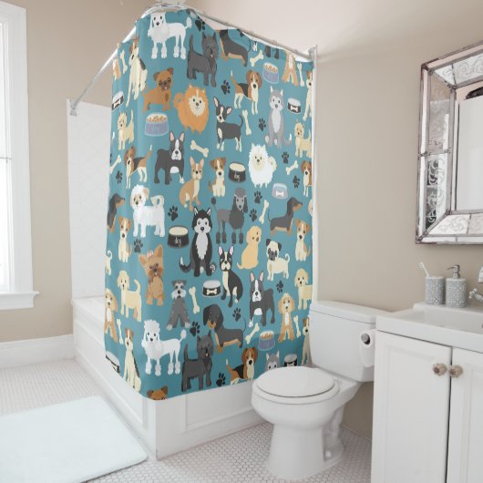 Niedliches Puppy-Dog-Muster Duschvorhang (Beispiel)