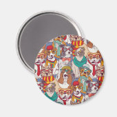 Niedliches Puppy-Fashion-Muster Magnet (Vorderseite/Rückseite)