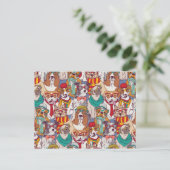 Niedliches Puppy-Fashion-Muster Postkarte (Stehend Vorderseite)