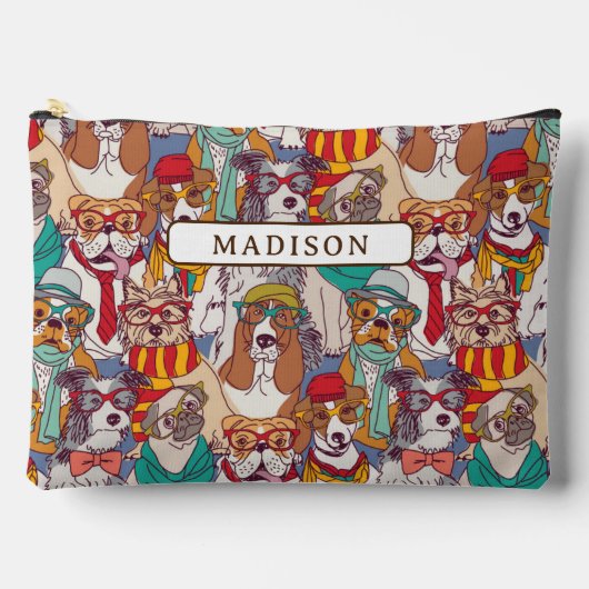 Niedliches Puppy-Fashion-Muster Zubehörtasche (Vorderseite)
