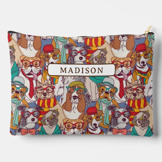 Niedliches Puppy-Fashion-Muster Zubehörtasche (Rückseite)