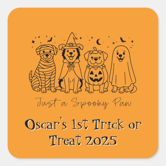 Niedliches Puppy Halloween Quadratischer Aufkleber (Vorderseite)