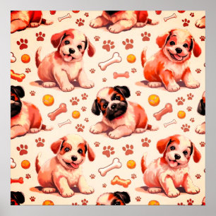 Niedliches Puppy-Kinderzimmer-Poster Poster