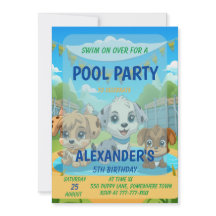 Niedliches Puppy-Pool-Party Personalisiert Geburts
