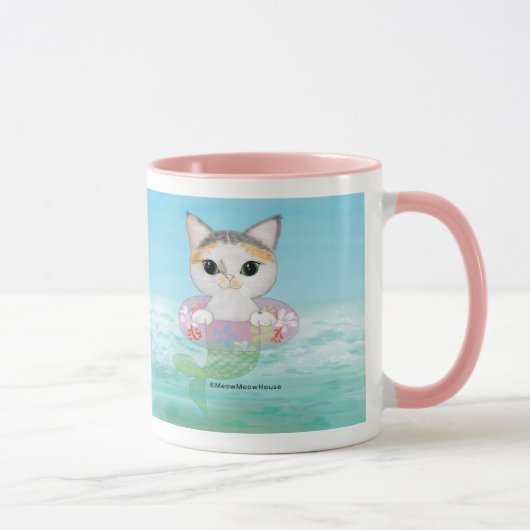 Niedliches Purrmaid mit einem Schwimmenring Tasse (Rechts)