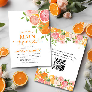 Niedliches QR-Code Citrus Hauptpresse-Brautparty Einladung