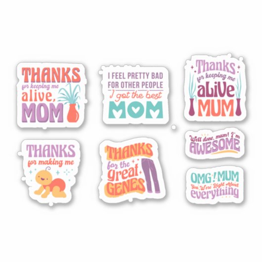 NIEDLICHES QUOTE-STICKER-SET DER MUTTER AUFKLEBER (Vorderseite)