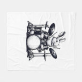 Niedliches Rabbit Bunny Playing Trommeln Rabbits D Fleecedecke (Vorderseite (Horizontal))