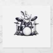 Niedliches Rabbit Bunny Playing Trommeln Rabbits D Schaumweinetikett (Einzelnes Label)