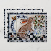 Niedliches Rabbit Niedlich Bunny Dedham Delft Tile Postkarte (Vorne/Hinten)