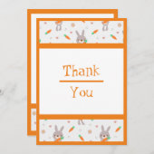 Niedliches Rabbit Orange Boy Girl Dankeskarte (Vorne/Hinten)