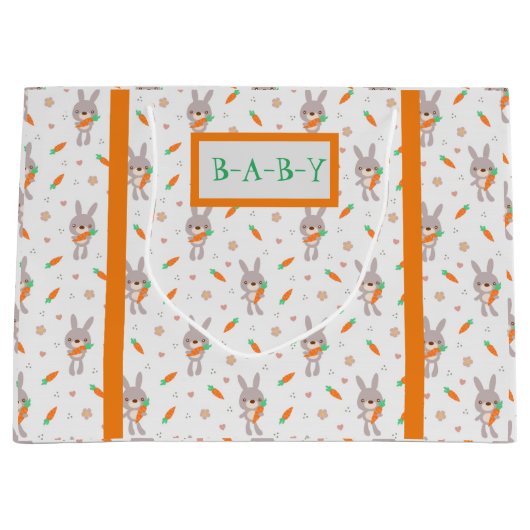 Niedliches Rabbit Orange Boy Girl Große Geschenktüte (Vorderseite)