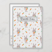 Niedliches Rabbit Orange Gray Boy Girl Dankeskarte (Vorne/Hinten)