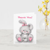 Niedliches Rabbit Sprichwort " Danke ". Karte (Gelbe Blume)