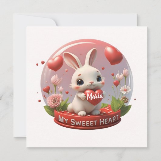 Niedliches Rabbit Valentine Liebe Card Karte (Vorderseite)