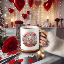 Niedliches Rabbit Valentinherz Liebe Kaffee Tasse