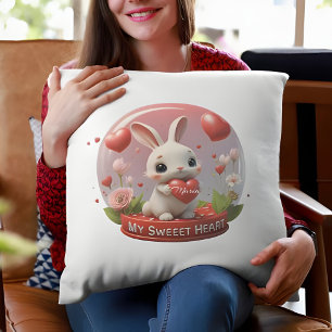 Niedliches Rabbit Valentinherz Liebe Keuchpilz Kissen