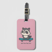 Niedliches Raccoon auf einem Skateboard Personalis Gepäckanhänger (Vorderseite Vertikal)