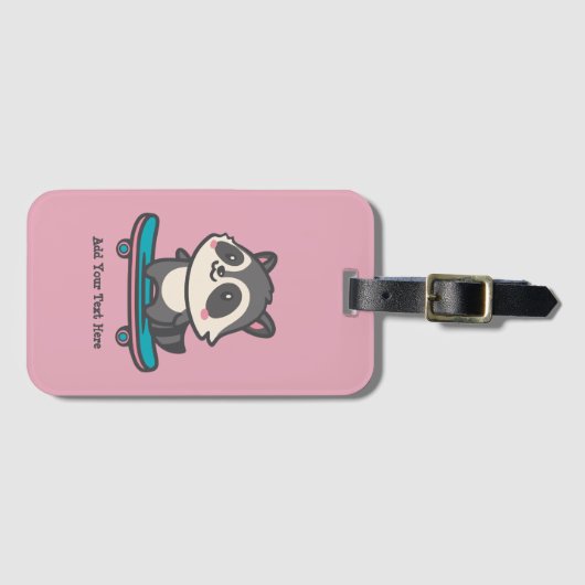 Niedliches Raccoon auf einem Skateboard Personalis Gepäckanhänger (Vorderseite (Horizontal))