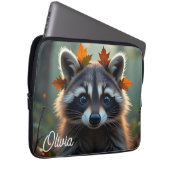 Niedliches Raccoon bei Herbstlauben Personalisiert Laptopschutzhülle (Vorne Rechts)