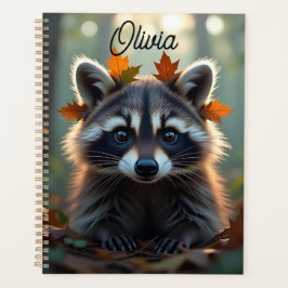 Niedliches Raccoon bei Herbstlauben Personalisiert Planer