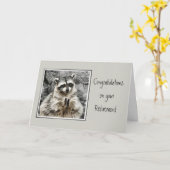 Niedliches Raccoon Clapping Fun Rentirement Karte (Gelbe Blume)