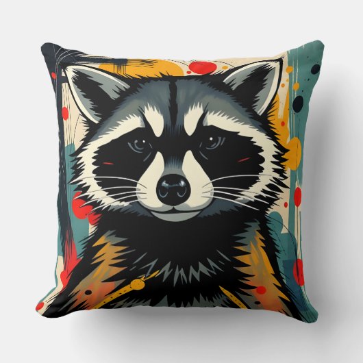 Niedliches Raccoon-Design Kissen (Vorderseite)
