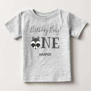 Niedliches Raccoon Ein Name erster Geburtstag Baby T-shirt