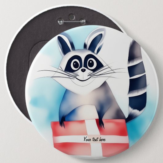 Niedliches Raccoon-Geburtstagsgeschenk Button (Vorne & Hinten)
