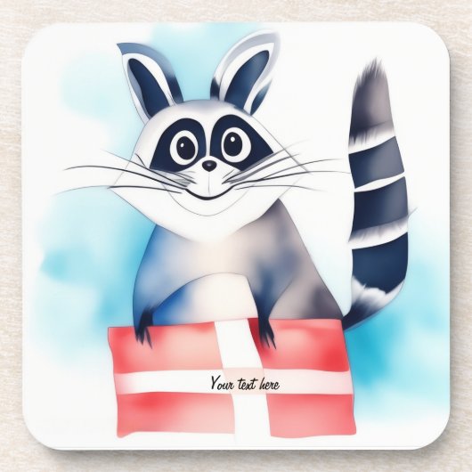 Niedliches Raccoon-Geburtstagsgeschenk Getränkeuntersetzer (Vorderseite)