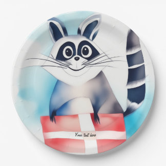 Niedliches Raccoon-Geburtstagsgeschenk Pappteller