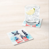 Niedliches Raccoon-Geburtstagsgeschenk Rechteckiger Pappuntersetzer (Vor Ort)