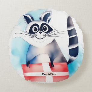 Niedliches Raccoon-Geburtstagsgeschenk Rundes Kissen