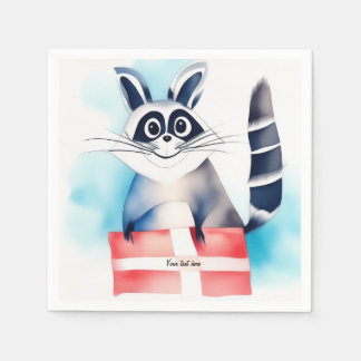 Niedliches Raccoon-Geburtstagsgeschenk Serviette
