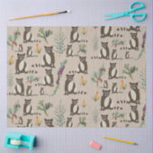 Niedliches Raccoon im Pinienwaldmuster Seidenpapier (Basteln)