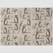 Niedliches Raccoon im Pinienwaldmuster Seidenpapier (Vorderseite)