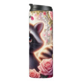 Niedliches Raccoon im Rose Thermosbecher (Nach rechts gedreht)