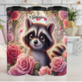 Niedliches Raccoon im Rose Thermosbecher