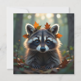 Niedliches Raccoon in Herbstlauben Karte