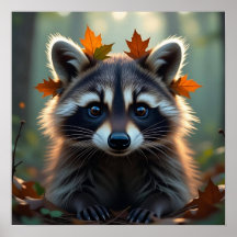Niedliches Raccoon in Herbstlauben