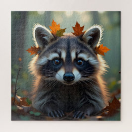 Niedliches Raccoon in Herbstlauben Puzzle